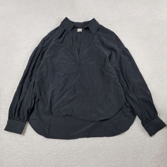 WE THE FREE Women's Medium Black Long Sleeve Collared Blouse - Picture 2 of 10